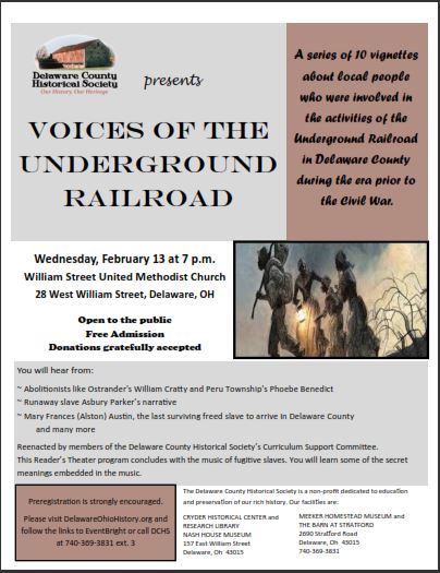 Voices of the Underground Railroad - Local History Program - Delaware County Historical Society - Delaware Ohio