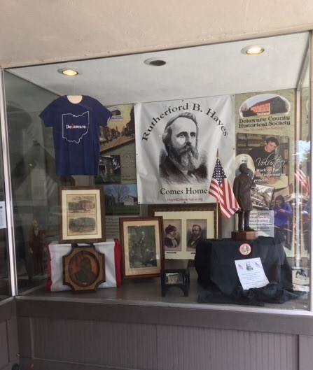 Hayes Coming Home - Hair Studio Window - Local History Display - Delaware County Historical Society Delaware Ohio